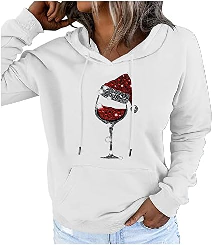 יין זכוכית נים עבור נשים נים לחורף חג המולד סוודר חולצה ארוך איילים הדפסת עבה סוודר חולצות
