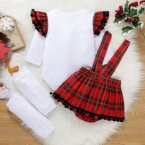 פנסיון פעוטות בנות שמלת חג המולד סנטה הדפס פרוע שמלת טוניקה עליונה מכנסיים לבנים עם סרט 3 יחידות 1-6T