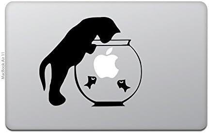 חנות חביבה MacBook Air/Pro 11/13 אינץ 'מדבקת מקבוק חתול שחור חתול שחור קערת דג זהב שחור M630