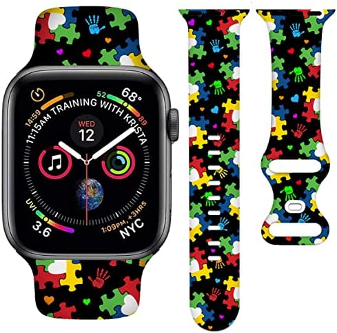 מודעות לאוטיזם פס שעון חכם תואם ל- Apple Watch 38 ממ 40 ממ 42 ממ 44 ממ החלפת רצועת סיליקון רכה לסדרת IWatch 6/5/4/3/2/1