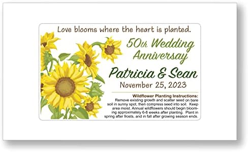 50 יום השנה לחמניות בהתאמה אישית של מנות זרעי פרחי בר - כל שנה - ציוד למסיבות מתנה לחגיגה - כמות של 50