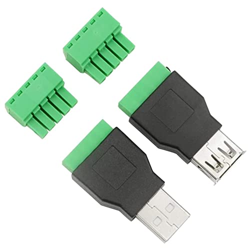 JIENK 4PCS USB 2.0 סוג A זכר/נקבה עד 5 סיכה מחבר חסימת מסוף בורג, ממיר מחבר מתאם סוג מתאם נייד 300V 8A
