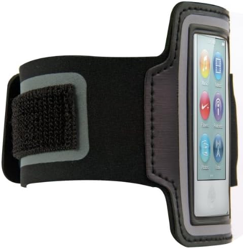 סרט זרוע ספורט של KWMobile תואם ל- Apple iPod Nano 7 - רצועת זרוע עם תא מקשים - שחור