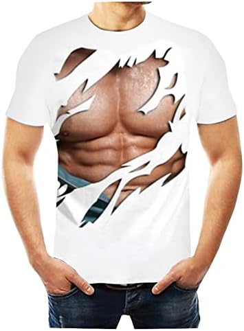 חולצות טריקו מצחיקות לגברים קצרים שרוול עגול צוואר עגול תלת מימד מודפס
