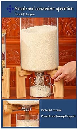 מתקן מיכל אחסון אורז, מתקן דגני חותם בעל קיבולת גדולה של 5/7.5 ליטר, מתקן מזון יבש עם כיסויים ומעמדים, תיבת