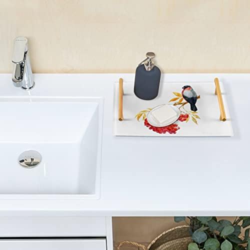 מגש אמבטיה אקרילי של Dallonan, מגשי דקורטיביים של שלג בצבעי מים מלבניים עם ידיות זהב למטבח אוכל סלון שידה מארגן