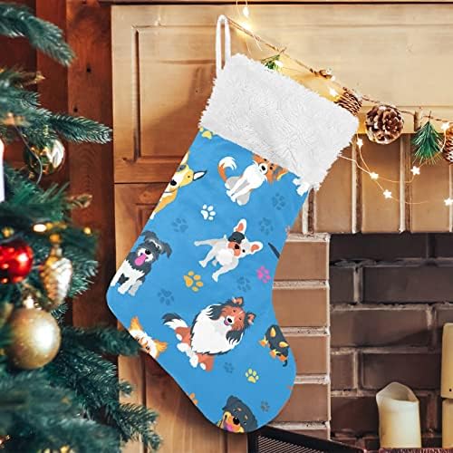 טביעת רגל מצחיקה של Xigua כלב מצחיק גרבי חג המולד לבנים מחזיקי מתנה גרבי גרב לקישוטי חג מפלגה קישוטים