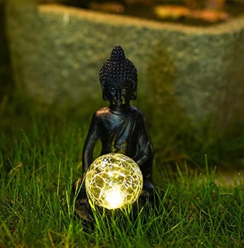 צ ' ואנגפנג בודהה פסל זן קישוט, בודהה פסל עם שמש אור קישוט לבית, גינה,פטיו, חצר קישוט 8 סנטימטרים גובה