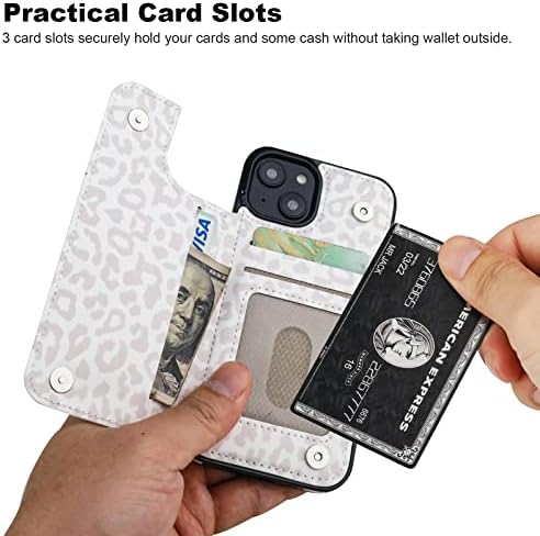Haopinsh עבור ארנק מארז של אייפון 13 עם מחזיק כרטיסים, דפוס ברדלס נמר לבן אחורי Flip folio PU עור Pustand Card Carts