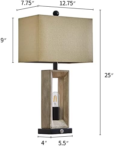 25 אינץ חווה שולחן מנורת סט של 2 עם 2 יציאות יו אס בי, 3 דרך ניתן לעמעום מגע בקרת שידה מנורת בציר מודרני שולחן מנורות לסלון