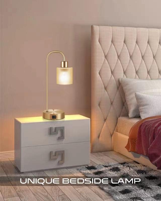 מנורת שולחן זהב של הוננאוטה סי, מנורות ליד המיטה התעשייתיות לחדר שינה, ניתן לעמעום 3 כיוונים, מנורת פליז מט לשידת לילה בסלון,