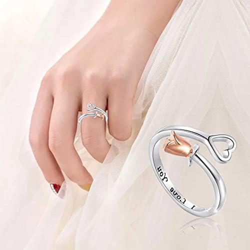 בת ומורדות טבעת טבעת בצורת לב טבעת ורדים פותחת שני צבע טבעת ורד טבעת מתנה מתנה אני אוהבת אותך גברת פותחת טבעות בעלי חיים