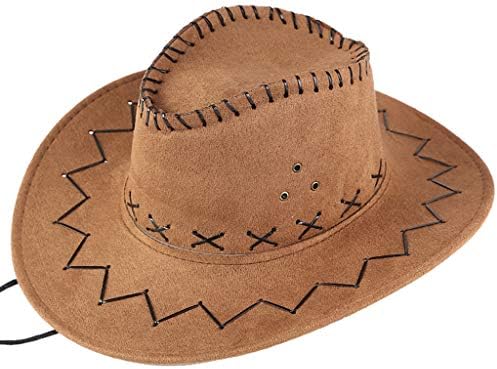 יוניסקס למבוגרים מערב קאובוי כובע לגברים נשים קלאסי להפשיל ברים בוקרת כובע מערבי קאובוי כובע עם חגורת שמשיה כובע