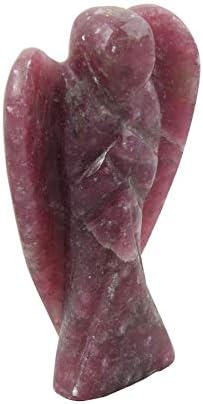 ריפוי ברוך לפידוליט אבן רייקי מגולף חן חן רוחני אבן שומר על כיס מלאך פסל ריפוי עם גביש מדברי ורד טיפול קריסטל 2 אינץ 'בערך