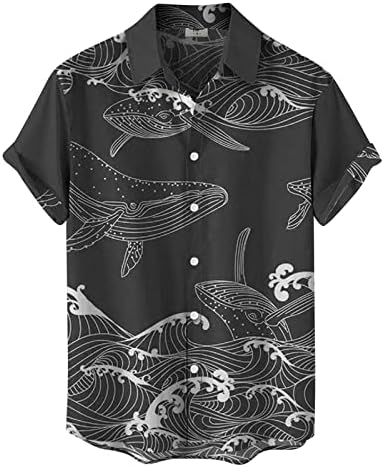 חולצות הוואי של XXBR כפתור שרוול קצר שרוול קצר אוקיינוס ​​הדפס חיה הדפסת כושר נינוח חולצה וינטג 'צמרות חוף אלוהה
