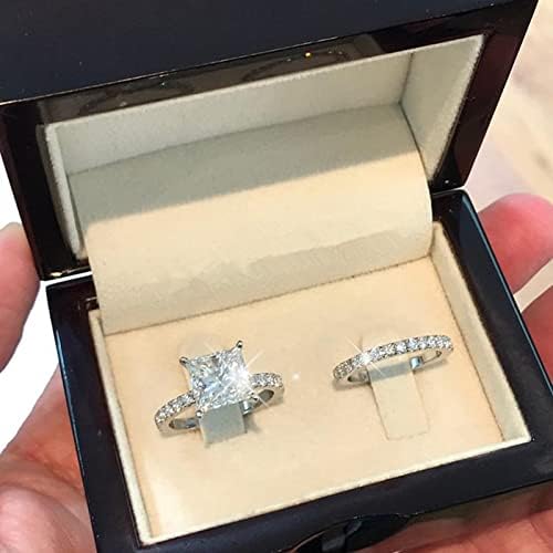 טבעת אירוסין של זירקוניה כולה מכסף מרובע טבעת אירוסין זירקוניה זירקוניה זירקוניה טבעת 5 11 טבעות נשים