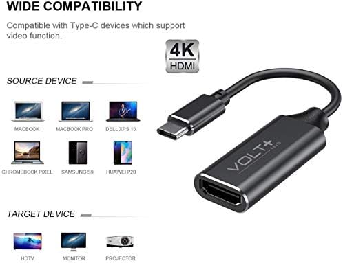 עבודות מאת Volt Plus Tech HDMI 4K USB-C ערכת תואם למתאם JBL Tour One Professional עם פלט דיגיטלי מלא 2160p, 60Hz!