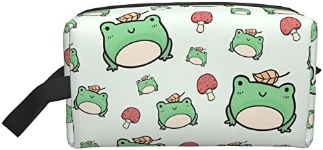 צפרדע ירוקה Qieara חמוד עם פטריות תיק איפור גדול תיק טיול טיול תיק טאקלטיקה עמיד למים קוסמטיקה מרווחת לנערות