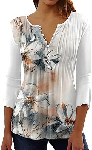 צמרות טוניקה להדפסת פרחים לנשים בקיץ לבוש שרוול קצר מזדמן מצויד הנלי טופ חולצה חולצה חולצת חולצה חולצת חולצה