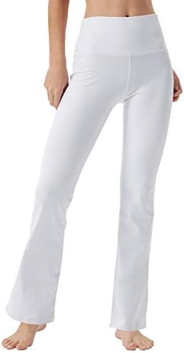 מכנסי יוגה Bootcut של knsbk לנשים עם כיסים נסתרים מכנסי אימון מותניים גבוהים מכנסיים לבקרת בטן שמלת מכנסי עבודה