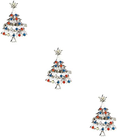 DOITOOL 3 PCS מעודן עץ חג המולד בצורת מפית מפית טבעת יצירת