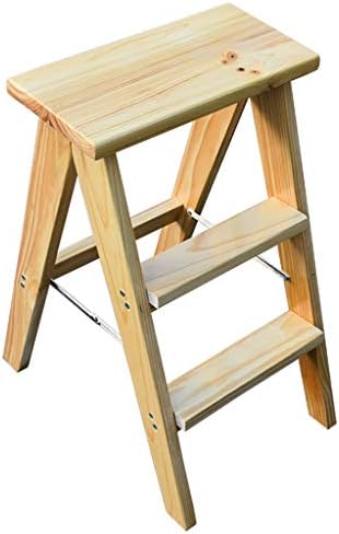 XWZJY 3 שלב שלב סולם שרפרף מתקפל כסאות מדרגות מעץ מקורה עולה מדרגה ביתית מטבח בית כפול עם דוושה רחבה, עומס מקסימום 120