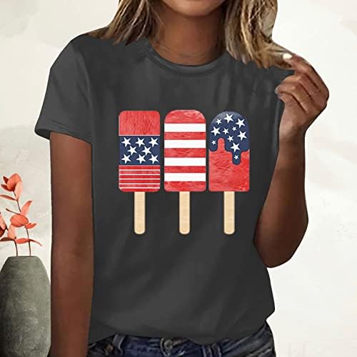 חולצות יום העצמאות נשים קיץ צמרות מגניבות חולצת טריקו גרפית מצחיקה חולצות חמודות חמודות שרוול קצר צוואר