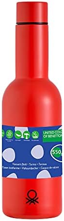 צבעים מאוחדים של בנטון. קאסה בנטון 550 מיליליטר בקבוק מים אדום מנירוסטה, 550 מיליליטר