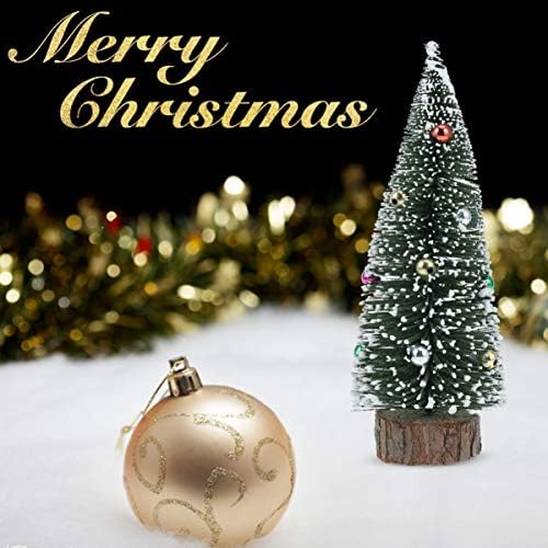 AMOSFUN 2 PCS מיני עץ חג המולד העליון שולחן עם כדורים צבעוניים עץ חג המולד מיניאטורי לחנות ביתית של חנות בית קישוט