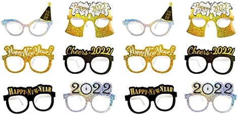 מתנות Pretyzoom ערכות 12 יחידות שנה טובה משקפיים משקפיים משקפי נצנצים מסגרות שנה טובה ערב מצחיק משקפיים משקפיים