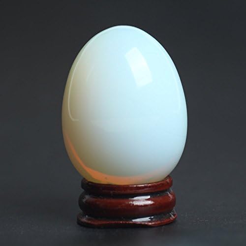 2 אינץ 'אופל אבן חן ביצים מגולפות קוורץ רייקי מלאכה קריסטל עם מעמד עץ