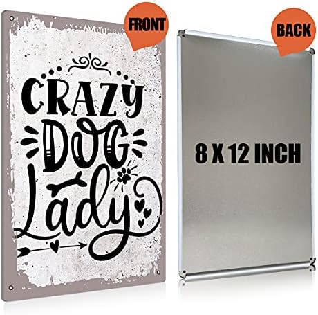 וינטג 'משוגע כלב גברת שלט מתכת שלט פח עיצוב קיר מצחיק לנשים - חובב כלבים רטרו שלט לסלון בית מתנות לעיצוב