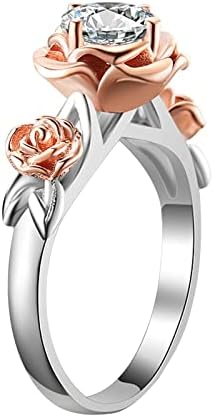 טמפרמנט רוז סוליטייר יהלום מ ' טבעת סגירה טבעת רב טבעות להגדיר עבור נשים