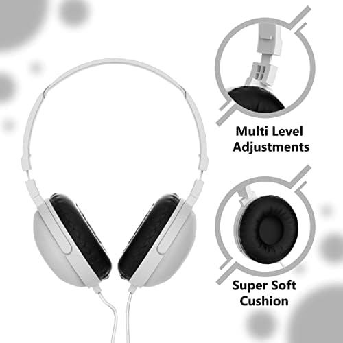 Bulktech 718 אוזניות קוויות על האוזן לילדים - צליל סטריאו, חוט ארוך 5ft ללא סבך עם שקע 3.5 ממ, תואם לקינדל, אש, טבליות