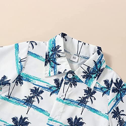 בגדי ילד פעוטות מערביים שרוול קצר עץ קוקוס כפתור חולצה מטה חולצה+ תלבושות קיץ של מכנסיים קצרים הוואי