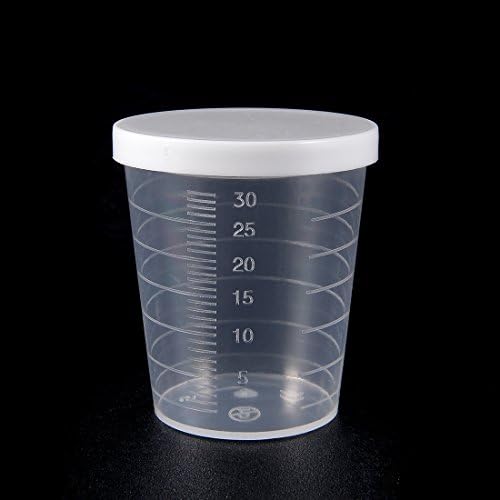 כוס מדידה של UXCell 30 מל פלסטיק מדובר בכוס מדובר בשקוף עם מכסה לנוזלי מטבח מעבדה