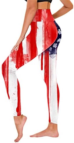 4 ביולי חותלות מותניים גבוהות לנשים דגל אמריקאי אימון יוגה חותלות אולטרה מוברשות רכות מכנסי כושר אתלטי