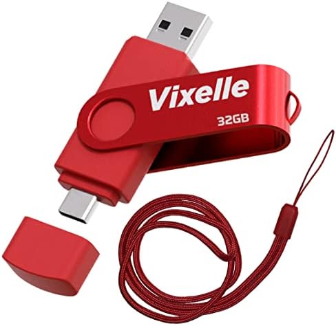 Vixelle 32GB במהירות גבוהה USB 3.0 סוג Clash -C כונן הבזק עם שרוך - 2in1 מקל זיכרון כפול U USB C - כונן עט מסתובב 360 ° עם לולאת