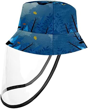 כובע מגן למבוגרים עם מגן פנים, כובע דייג כובע אנטי שמש, חיה מצוירת של צבי שועל יער