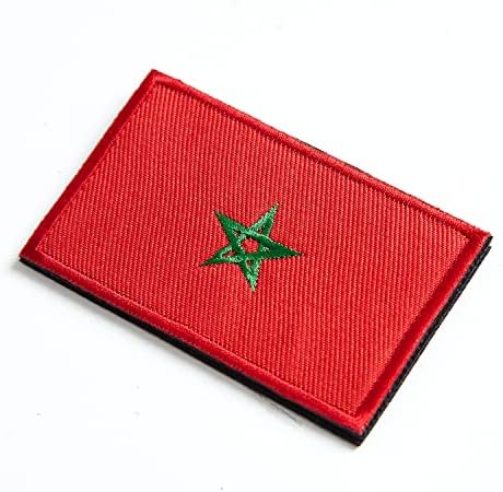 STIDSDS 2 חבילות דגל מרוקו דגלים מרוקו דגלים טלאים רקומים דגלים מרוקאים טלאי טקטי צבאי לקישוטים לתרמילי כובע בגדים