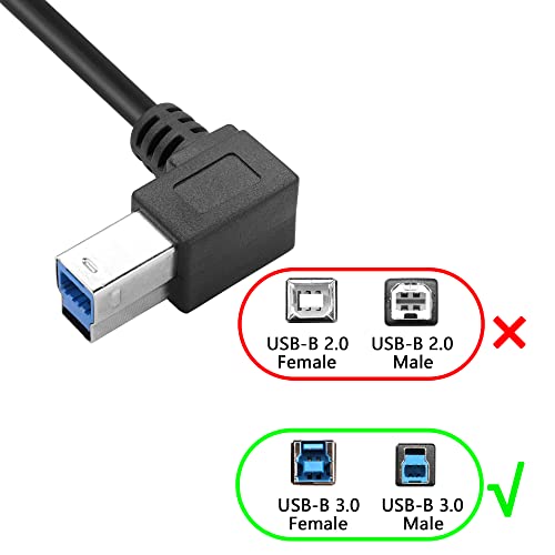 Pngknyocn USB סוג B 3.0 כבל הר הרכבה, 0.3M/1TF זווית ימנית usb B 3.0 סורק מדפסת זכר לנקבה סומק לוח הרכבה כבל הרחבה