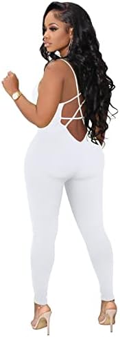 נשים הרפילי חתיכה אחת מיכל רצועת גוף עם מכנסיים ארוכים חותלות Bodycon סקסיות מחציות צמודות בגד גוף רומפר סרבלים
