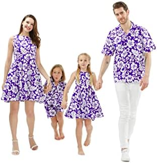 תואם משפחת ואאו הוואי גברים נשים ילדה ילד בגדי קלאסי בציר היביסקוס סגול