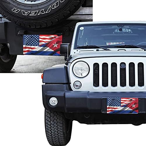 דרלקס חצי אמריקאי חצי דגל קובני לוחית רישוי קדמית אלומיניום לוחית רישוי מתכת תגי מכונית רכב חידוש שלטי עיצוב ביתיים לנשים, גודל
