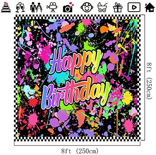 לופריס ניאון גרפיטי צבע מתיז יום הולדת רקע לצילום זוהר בחושך רטרו היפ פופ נושא יום הולדת רקע בואו זוהר ריקוד מבוגרים