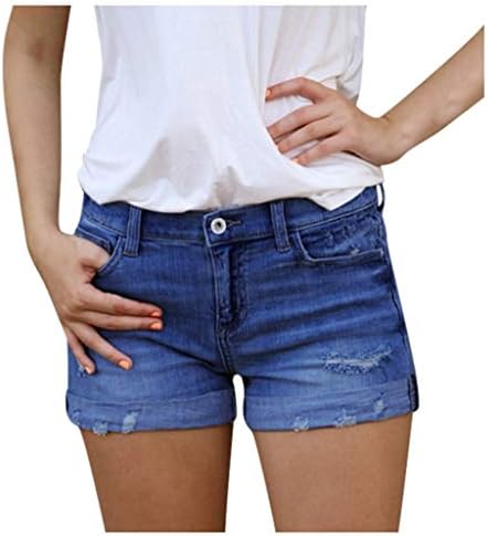 מכנסיים קצרים של ג'ינס עם מותניים גבוהות לנשים נשים חדשות ג'ינס קצרים ג'ינס ג'ינס כיסים נשיים שוטפים מכנסיים קצרים