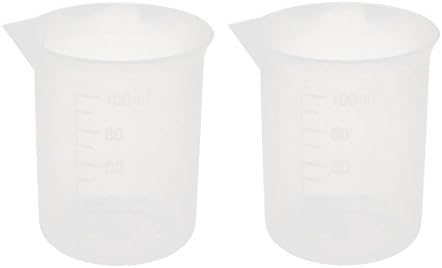 2 יחידות 100 מ ל מד מעבדה פלסטיק נוזלי מיכל מדידת כוס כוס ברור