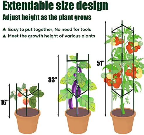 Naorwoy Cage Cage - עגבניות פרימיום צמחים סכומי תמיכה בכלובי טרליס לגינה וסירים ， ירקות טיפוס רב -פונקציונליים טרליס
