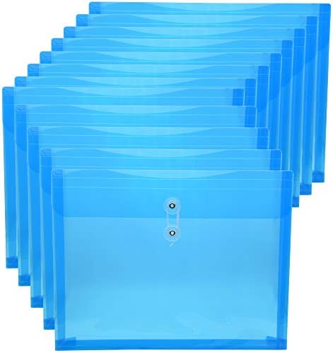 12 יחידות פלסטיק מעטפות עם מחרוזת סגירת ברור צד טעינת תיקיות 1-1/4 סנטימטרים הרחבת 4 גודל / מכתב גודל כחול