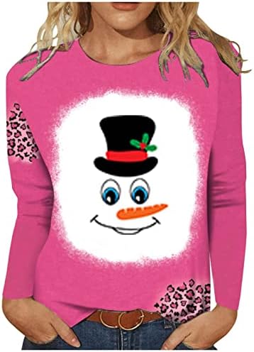 נשים חג המולד צמר סוודרים ארוך שרוול פאזי חולצות חג גרפי חולצות